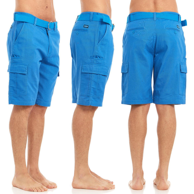 Men's Cotton Twill Belted Cargo Shorts Men's Apparel 30 Blue - DailySale