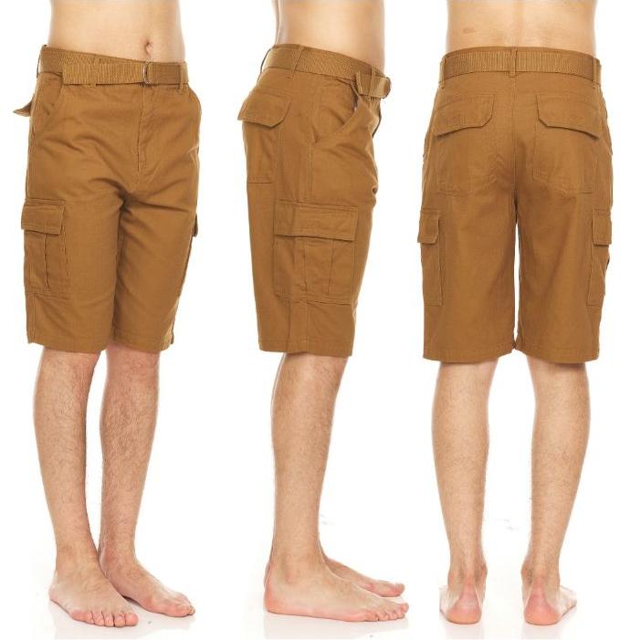 Men's Cotton Twill Belted Cargo Shorts Men's Apparel 30 Sand - DailySale