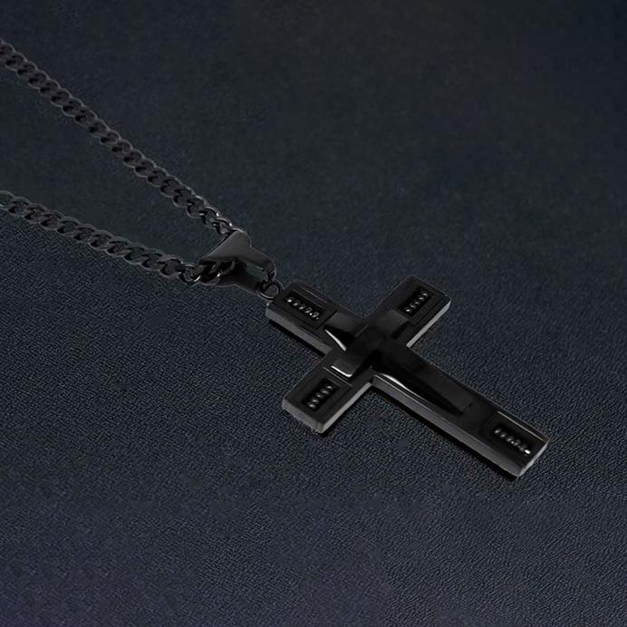 Men's Cross Necklaces in Stainless Steel Men's Apparel Black - DailySale