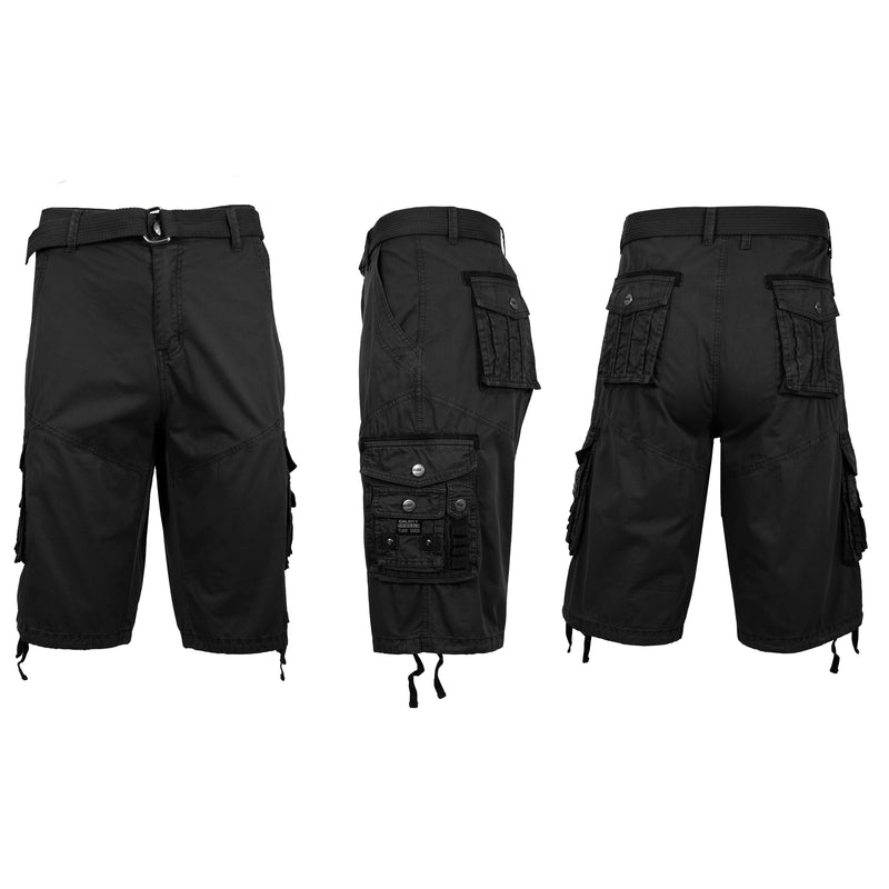 Men's Distressed Vintage Belted Cargo Utility Shorts Men's Clothing Black 30 - DailySale