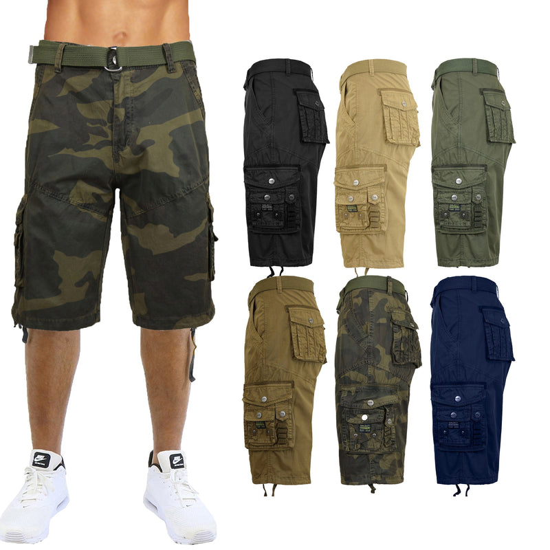 Men's Distressed Vintage Belted Cargo Utility Shorts Men's Clothing - DailySale
