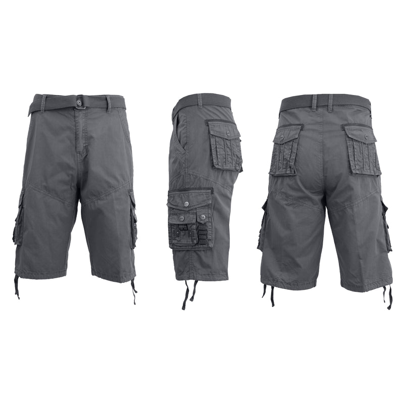 Men's Distressed Vintage Belted Cargo Utility Shorts Men's Clothing Gray 30 - DailySale