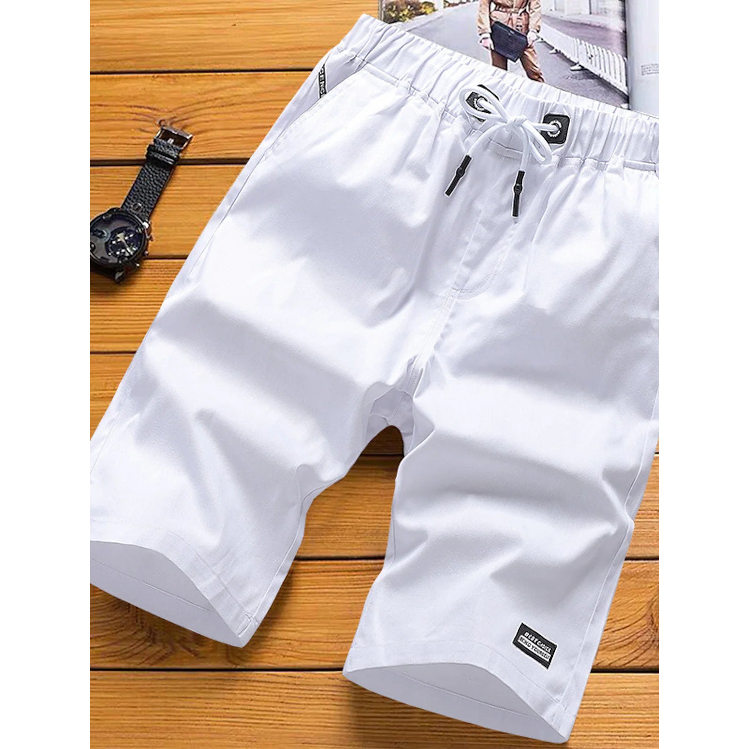 Men's Drawstring Knee Sweatpants Men's Bottoms White M - DailySale