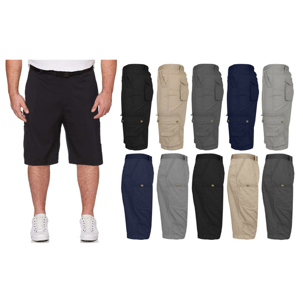 Men's Extended Size Cotton Cargo Utility Belted Shorts Men's Accessories - DailySale