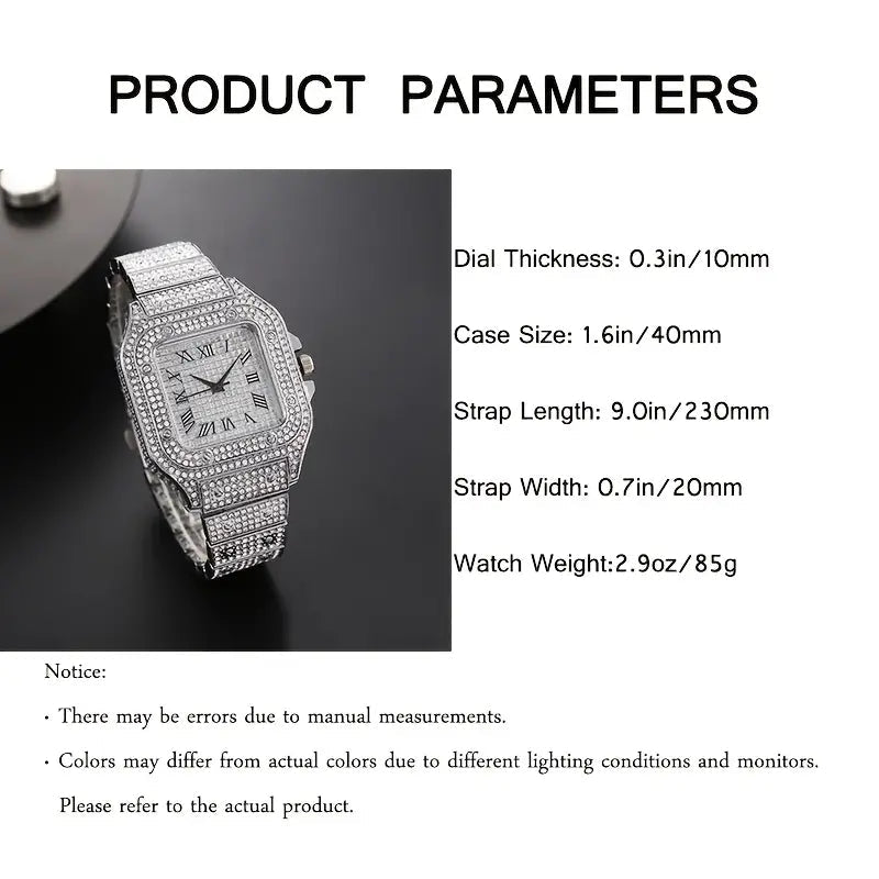 Men's Fashion Elegant High-End Analog Zinc Alloy Watch with Rhinestones Men's Shoes & Accessories - DailySale