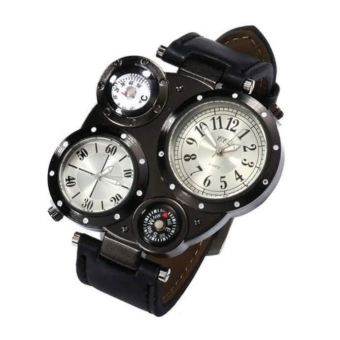 Men's Fashion Watch Dual Movement Men's Shoes & Accessories Black - DailySale