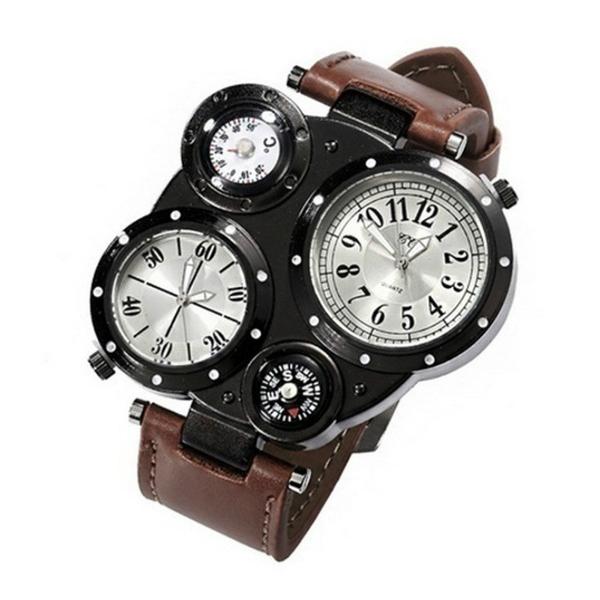 Men's Fashion Watch Dual Movement Men's Shoes & Accessories Coffee - DailySale