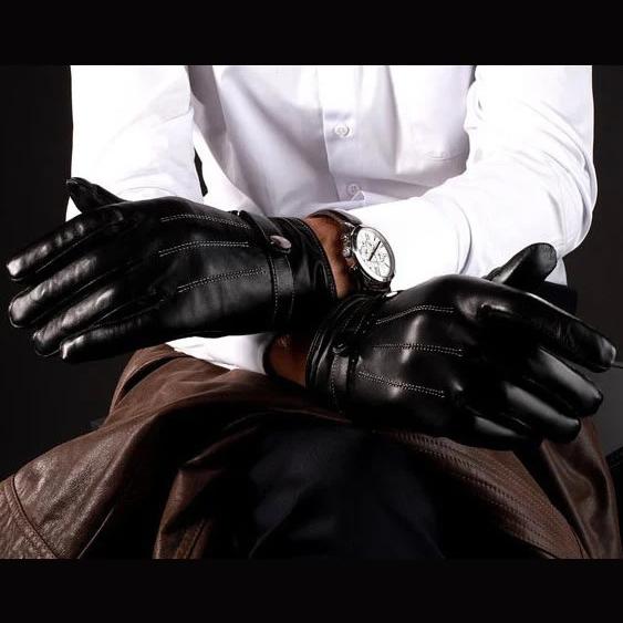 Men's Faux Leather Touchscreen Gloves - Black Men's Accessories - DailySale
