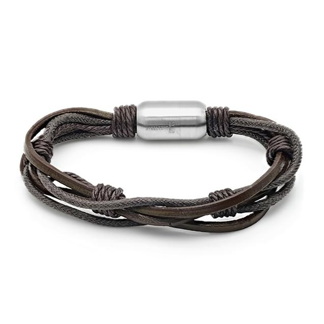 Men's Genuine Multistrand Leather Bracelet by Steeltime Jewelry Brown - DailySale