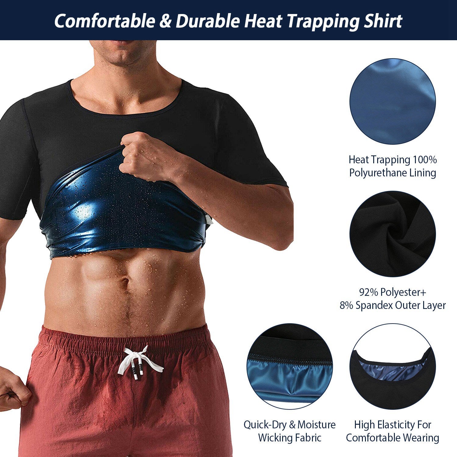 Men's Heat Trapping Body Shaper Shirt Fitness - DailySale