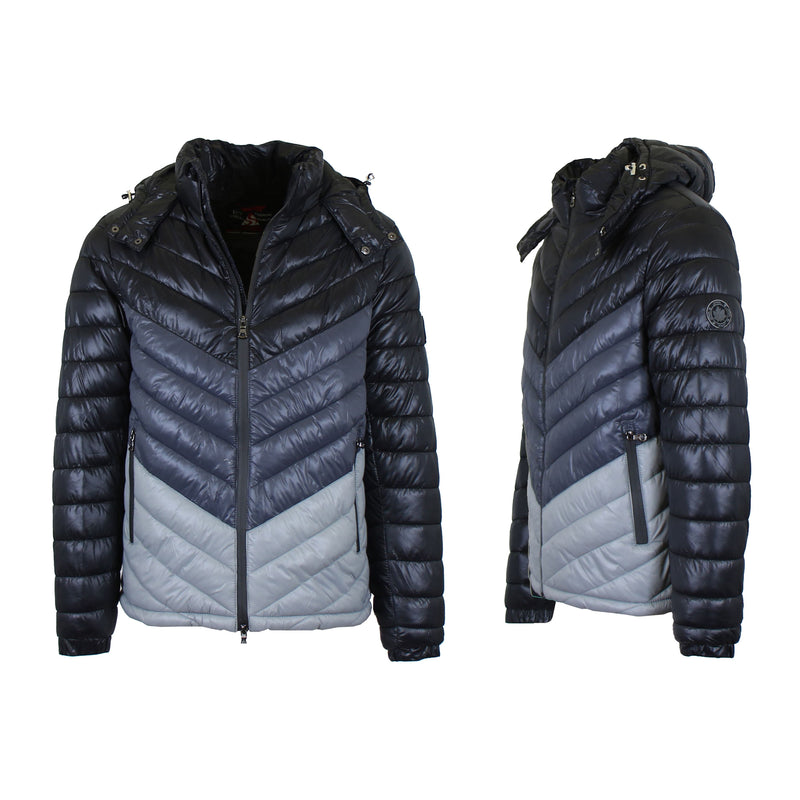 Men's Heavyweight Hooded Puffer Bubble Jacket Men's Clothing Black/Charcoal/Silver S - DailySale