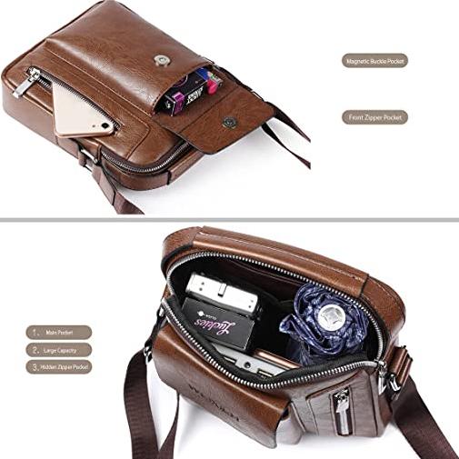 Men's Leather Handbag Small Crossbody Shoulder Bags Bags & Travel - DailySale