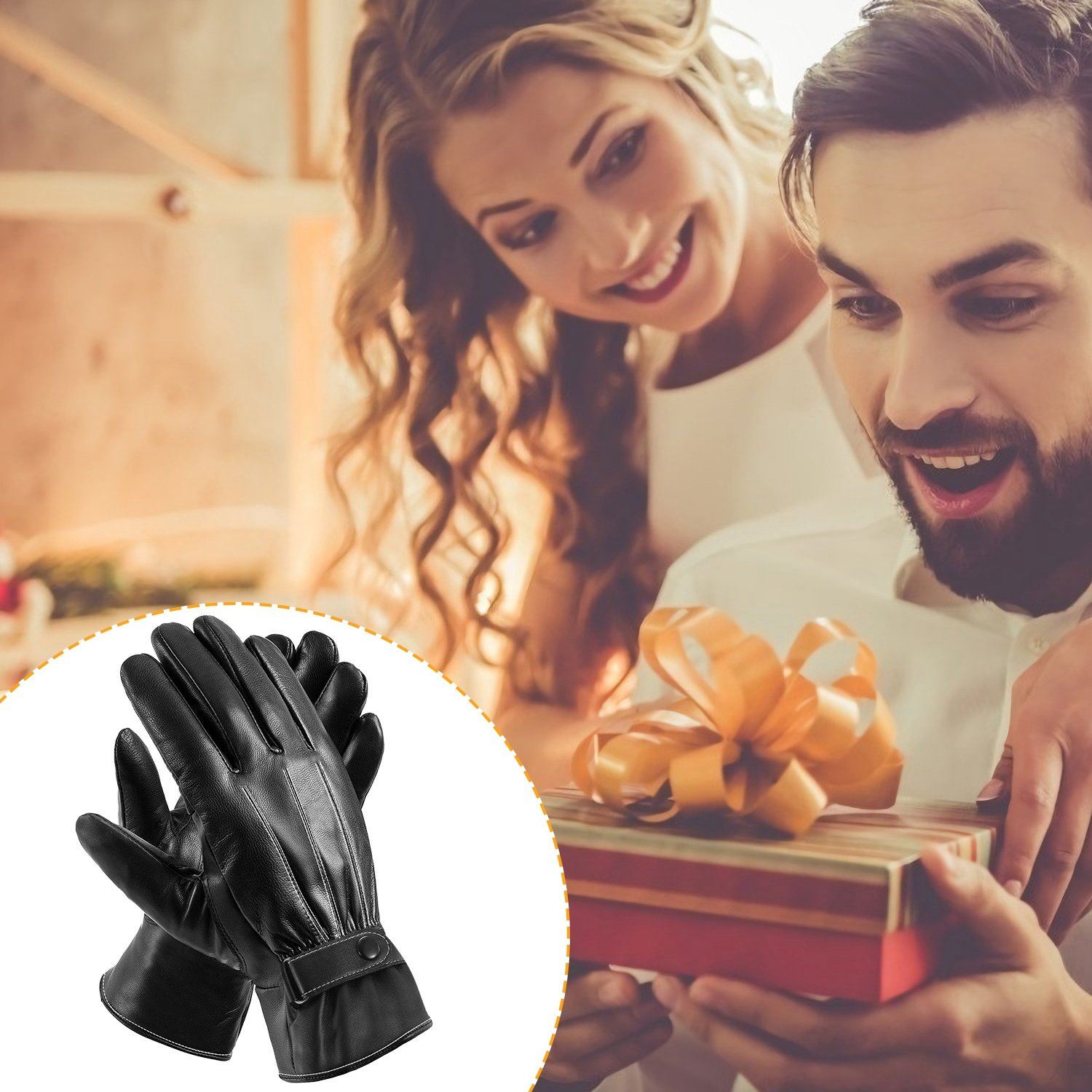 Men's Leather Winter Gloves Touchscreen Men's Accessories - DailySale