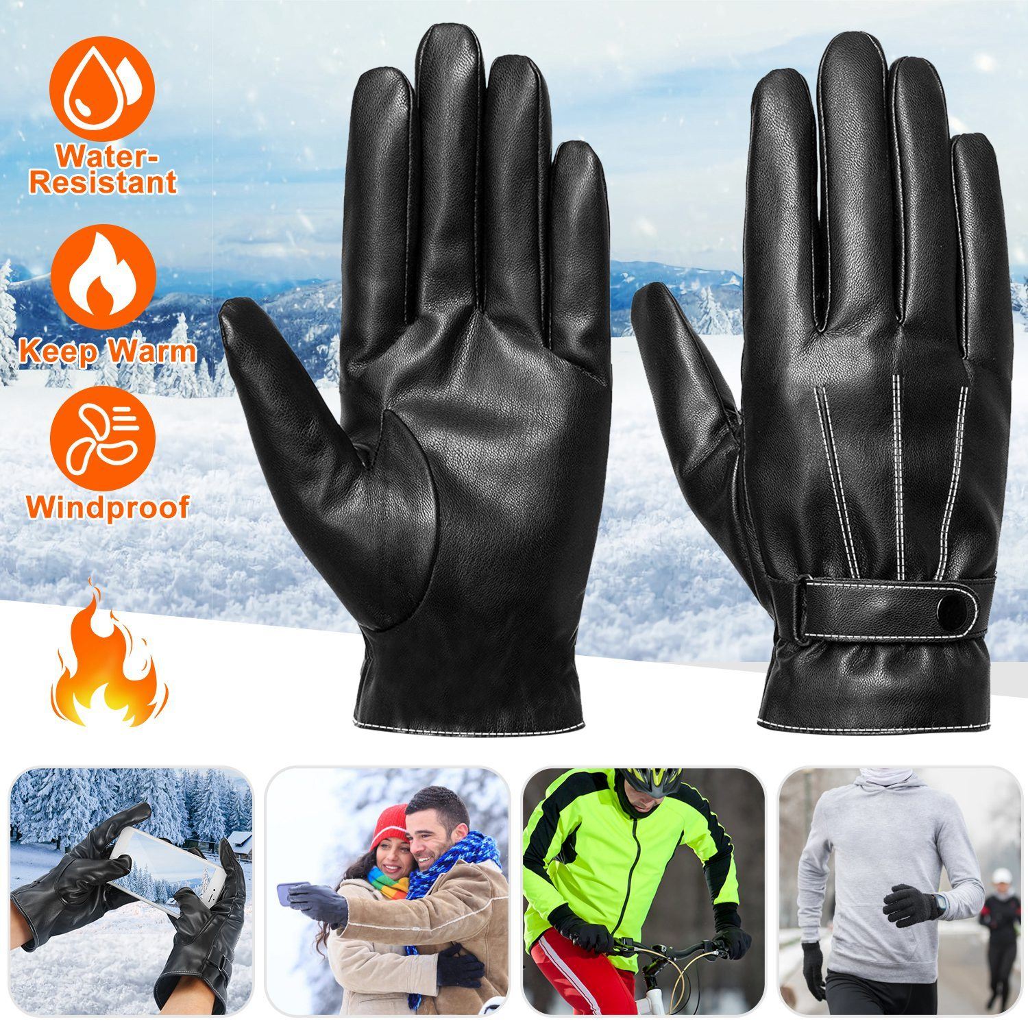 Men's Leather Winter Gloves Touchscreen Men's Accessories - DailySale