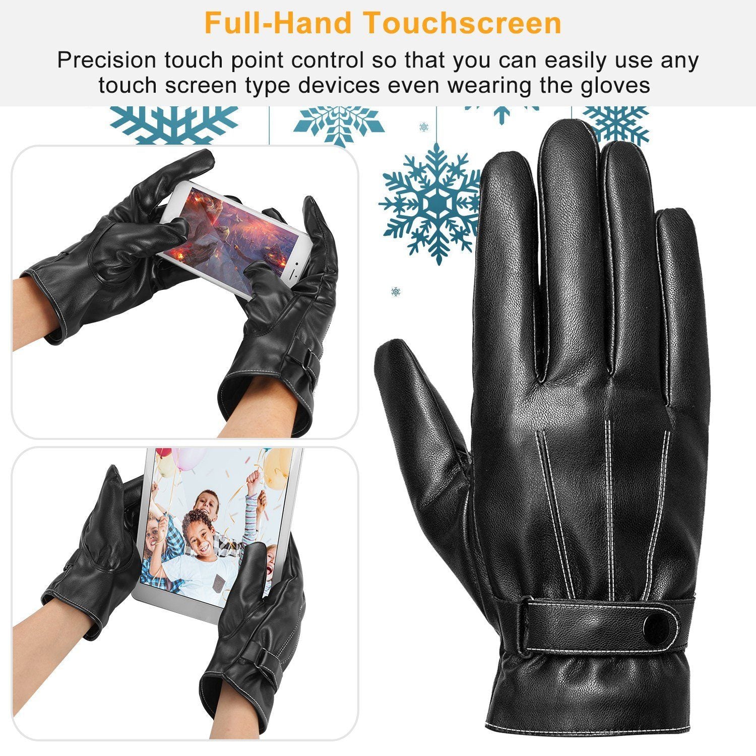 Men's Leather Winter Gloves Touchscreen Men's Accessories - DailySale