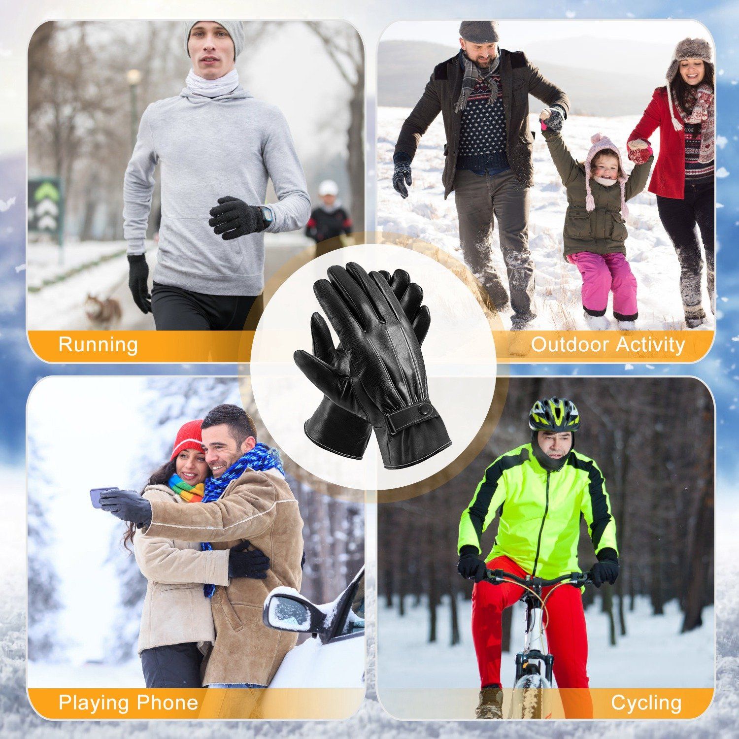 Men's Leather Winter Gloves Touchscreen Men's Accessories - DailySale