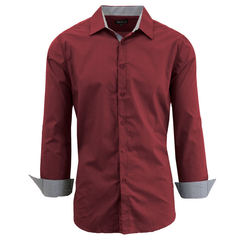 Mens Long Sleeve Dress Shirt Men's Apparel Small Maroon - DailySale
