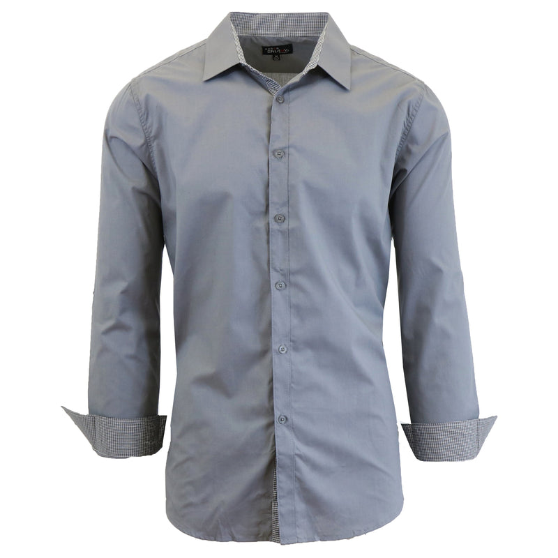 Mens Long Sleeve Dress Shirt Men's Apparel Small Medium Gray - DailySale