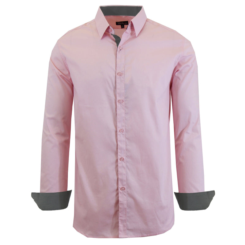 Mens Long Sleeve Dress Shirt Men's Apparel Small Pink - DailySale
