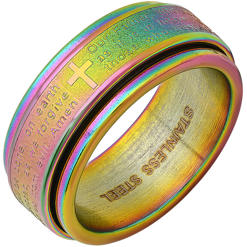 Men's Multi-IP Stainless Steel Prayer Spinner Ring Rings 9 - DailySale