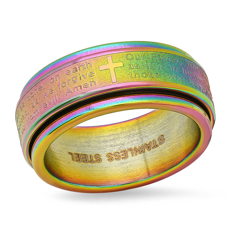 Men's Multi-IP Stainless Steel Prayer Spinner Ring Rings - DailySale