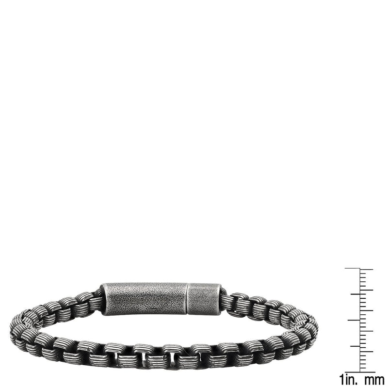 Men's Oxidized Stainess Steel Round Box Chain Bracelet Men's Accessories - DailySale