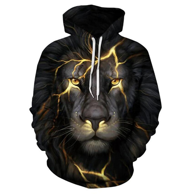 Men's Plus Size 3D Lion Animal Print Hoodie Sweatshirt Men's Outerwear - DailySale