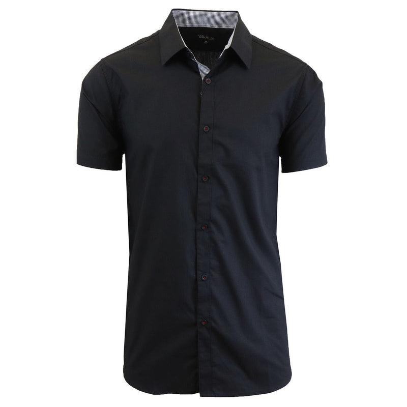 Mens Short Sleeve Dress Shirt Men's Apparel Black Small - DailySale