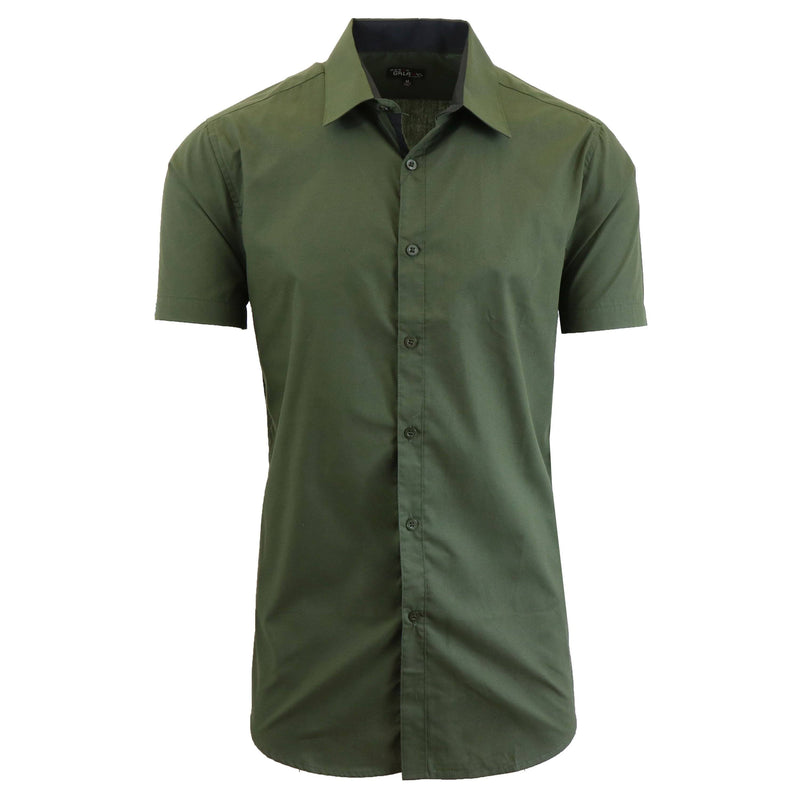 Mens Short Sleeve Dress Shirt Men's Apparel Olive Small - DailySale