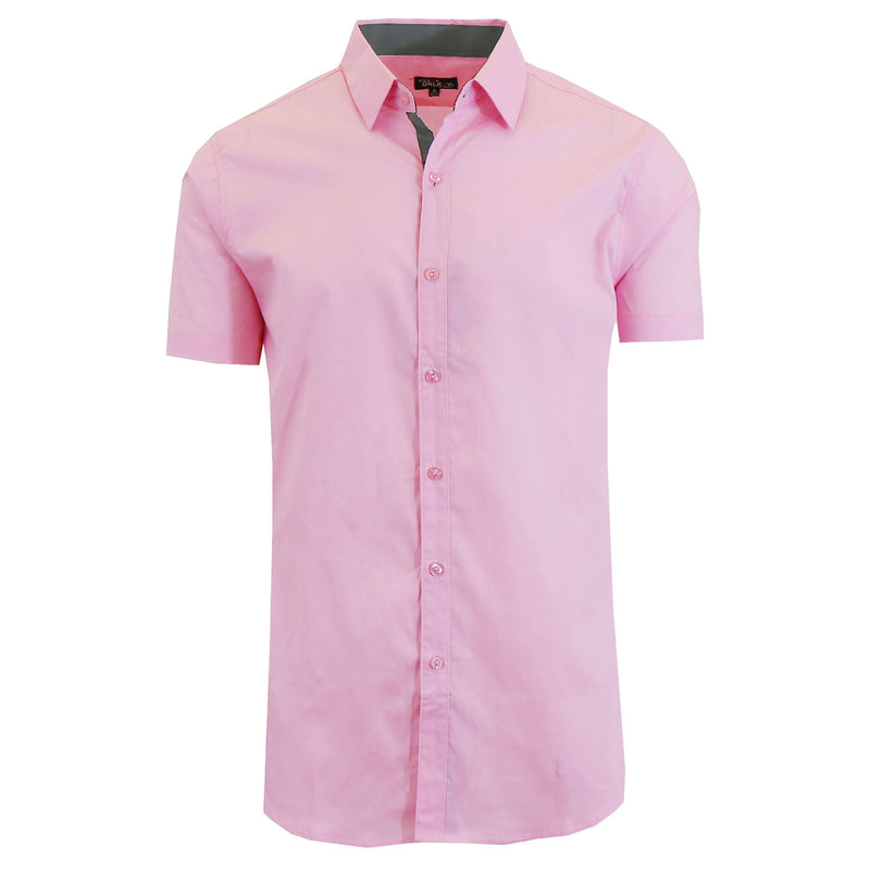 Mens Short Sleeve Dress Shirt Men's Apparel Pink Small - DailySale