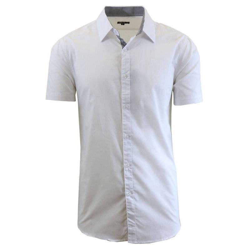 Mens Short Sleeve Dress Shirt Men's Apparel White Small - DailySale
