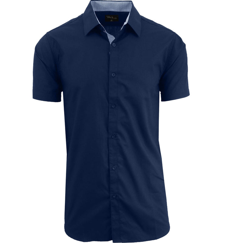 Mens Short Sleeve Dress Shirt Men's Clothing Navy Small - DailySale