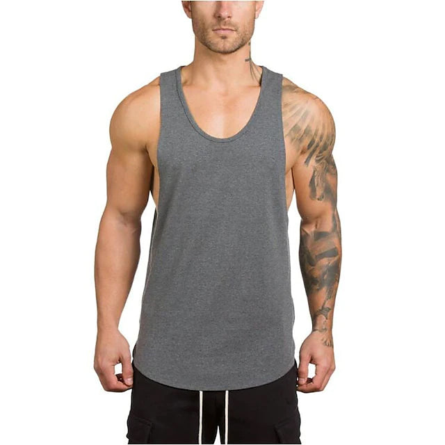 Men's Sleeveless Fitness Vest Men's Tops Gray M - DailySale