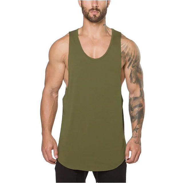 Men's Sleeveless Fitness Vest Men's Tops Green M - DailySale