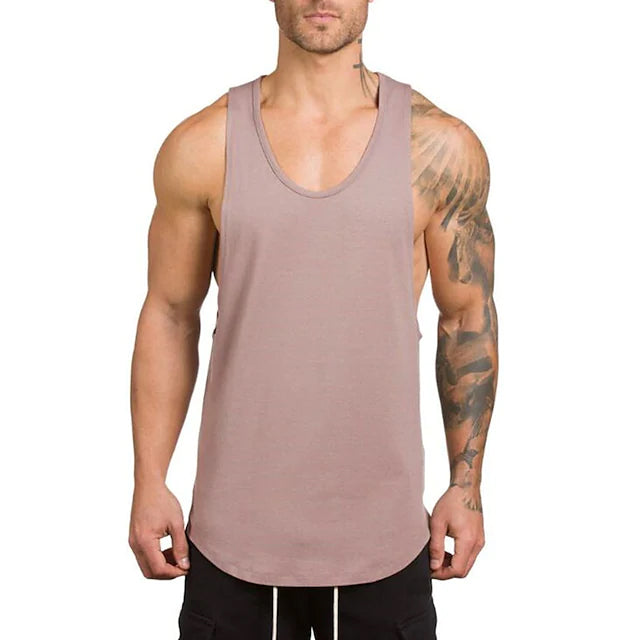 Men's Sleeveless Fitness Vest Men's Tops Khaki M - DailySale