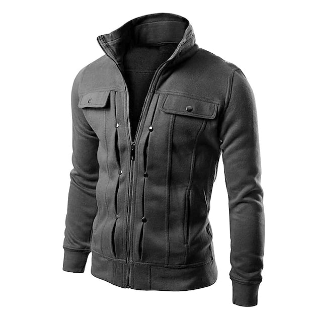 Men's Slim Blend Casual Jacket Men's Outerwear Dark Gray S - DailySale