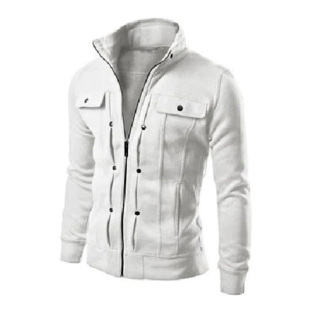 Men's Slim Blend Casual Jacket Men's Outerwear White S - DailySale