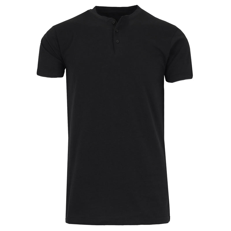 Men's Slim Fitting Short Sleeve Henley Slub Tee Men's Clothing Black S - DailySale