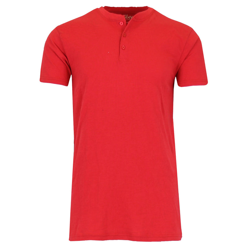 Men's Slim Fitting Short Sleeve Henley Slub Tee Men's Clothing Red S - DailySale