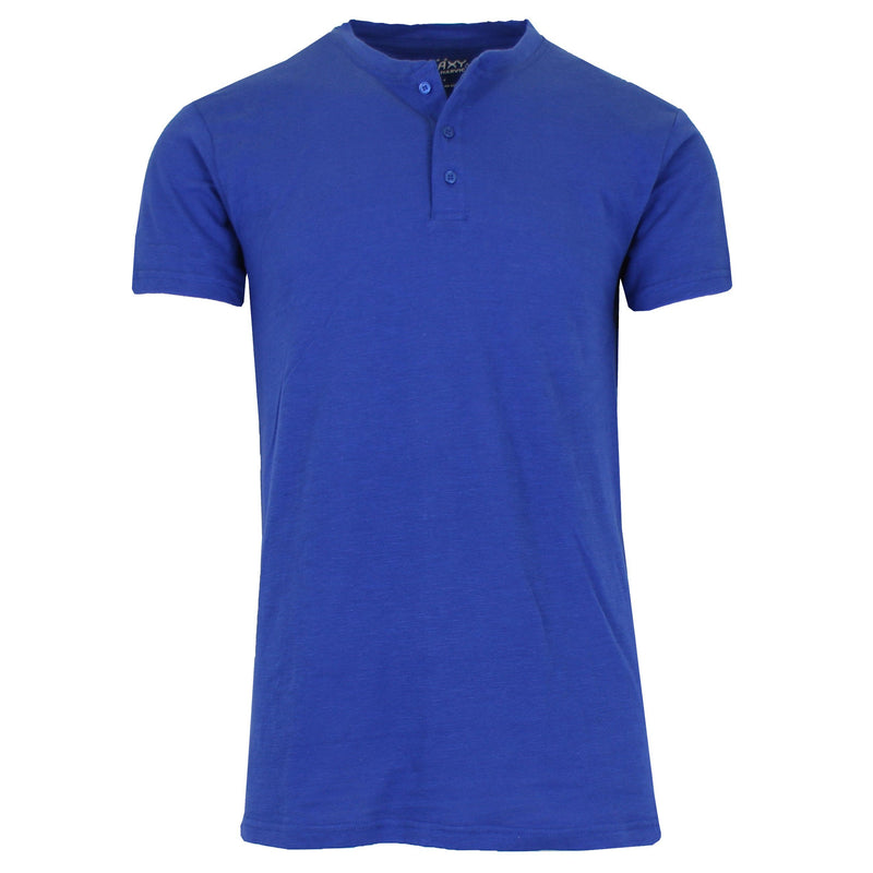 Men's Slim Fitting Short Sleeve Henley Slub Tee Men's Clothing Royal Blue S - DailySale