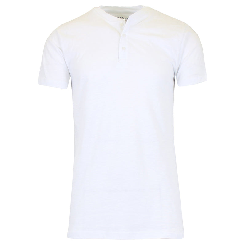 Men's Slim Fitting Short Sleeve Henley Slub Tee Men's Clothing White S - DailySale
