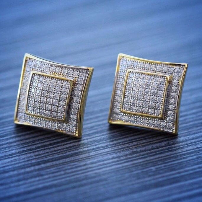 Men's Solid 14k Gold Large Square Lab Diamond Screw Back Earrings Earrings - DailySale