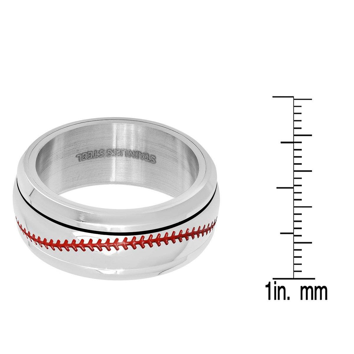 Men's Stainless Steel and Red Enamel Acceted Ring Rings - DailySale