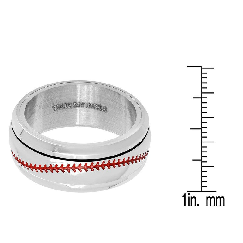 Men's Stainless Steel and Red Enamel Acceted Ring Rings - DailySale
