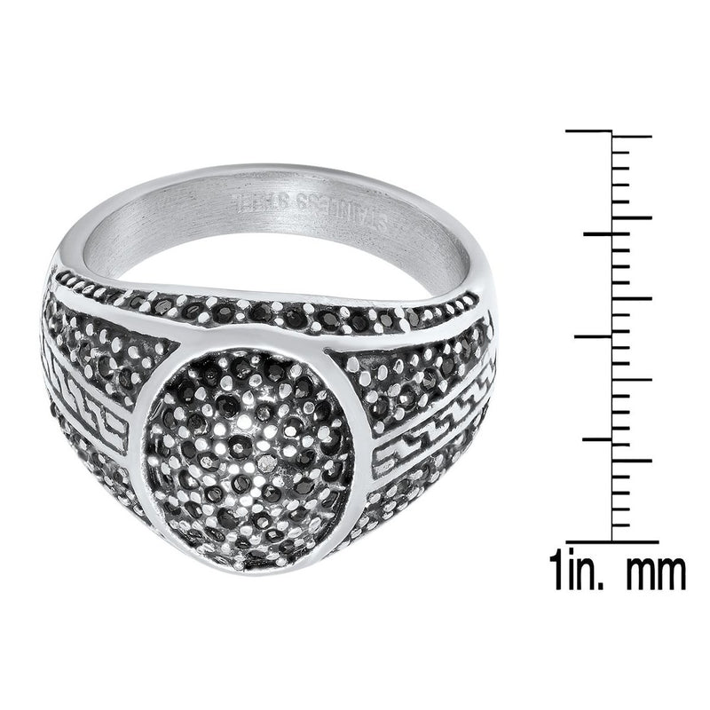 Men's Stainless Steel Black IP and Gray CZ Ring Rings - DailySale