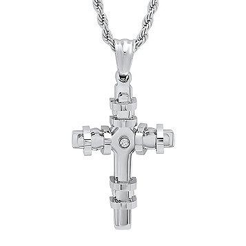 Men's Stainless Steel CZ Cross Pendant Necklaces - DailySale