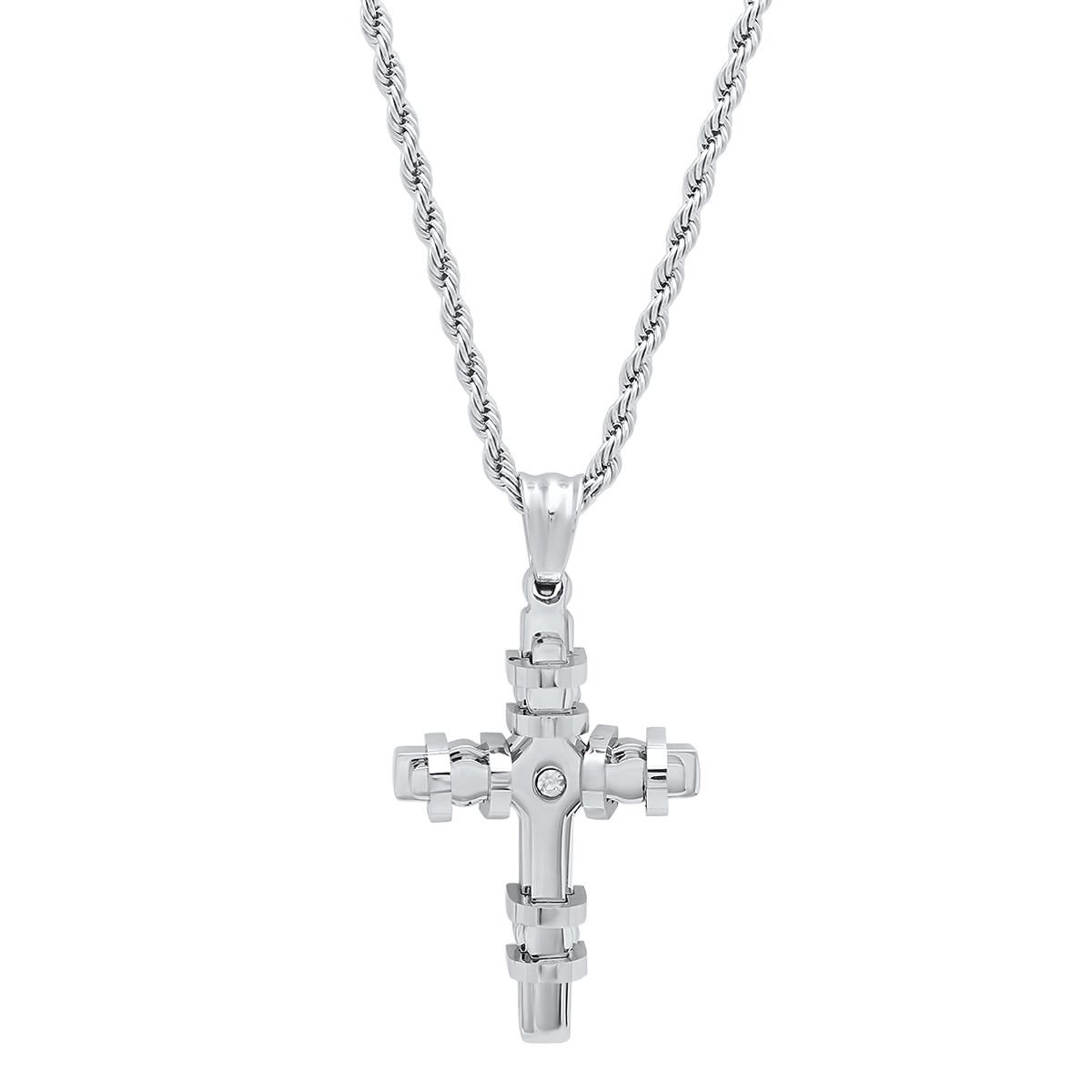 Men's Stainless Steel CZ Cross Pendant Necklaces - DailySale