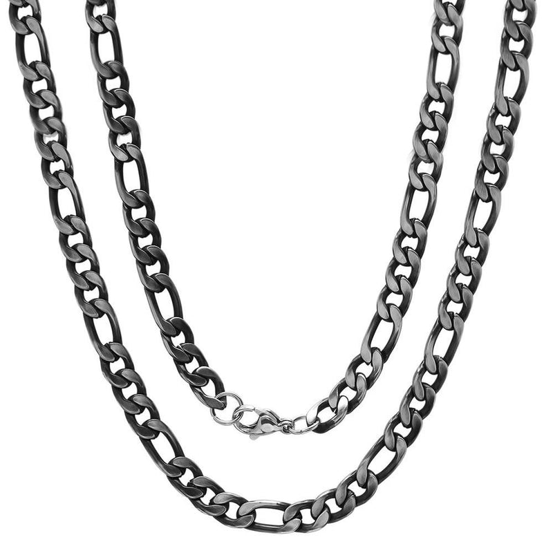 Men's Stainless Steel Diamond Cut Figaro Necklace by Steeltime Jewelry Oxidizes - DailySale