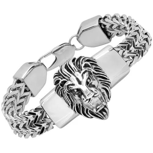 Men's Stainless Steel Lion Head Box Chain Bracelet Bracelets - DailySale