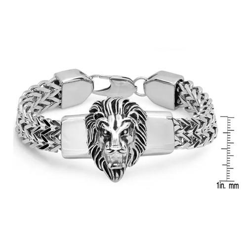 Men's Stainless Steel Lion Head Box Chain Bracelet Bracelets - DailySale